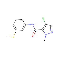 CSc1cccc(NC(=O)c2c(Cl)cnn2C)c1 ZINC000002863324