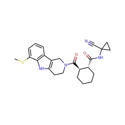 CSc1cccc2c3c([nH]c12)CCN(C(=O)[C@@H]1CCCC[C@H]1C(=O)NC1(C#N)CC1)C3 ZINC000095553941