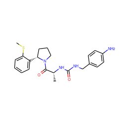 CSc1ccccc1[C@@H]1CCCN1C(=O)[C@@H](C)NC(=O)NCc1ccc(N)cc1 ZINC000117854945