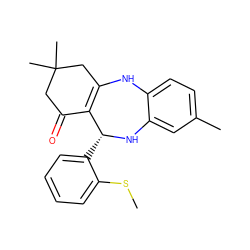 CSc1ccccc1[C@H]1Nc2cc(C)ccc2NC2=C1C(=O)CC(C)(C)C2 ZINC000043016559