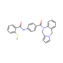 CSc1ccccc1C(=O)Nc1ccc(C(=O)N2Cc3cccn3Cc3ccccc32)cc1 ZINC000013534521