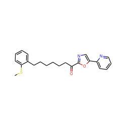 CSc1ccccc1CCCCCCC(=O)c1ncc(-c2ccccn2)o1 ZINC000014979858