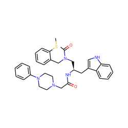 CSc1ccccc1CN(C[C@@H](Cc1c[nH]c2ccccc12)NC(=O)CN1CCN(c2ccccc2)CC1)C(C)=O ZINC000027859165