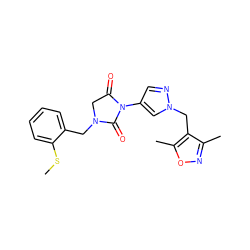 CSc1ccccc1CN1CC(=O)N(c2cnn(Cc3c(C)noc3C)c2)C1=O ZINC000115731040