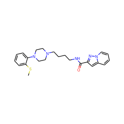 CSc1ccccc1N1CCN(CCCCNC(=O)c2cc3ccccn3n2)CC1 ZINC000038225843