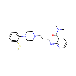 CSc1ccccc1N1CCN(CCCNc2ncccc2C(=O)N(C)C)CC1 ZINC000003825353