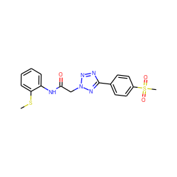 CSc1ccccc1NC(=O)Cn1nnc(-c2ccc(S(C)(=O)=O)cc2)n1 ZINC000001422090