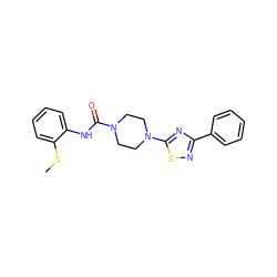 CSc1ccccc1NC(=O)N1CCN(c2nc(-c3ccccc3)ns2)CC1 ZINC000034836592