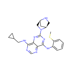 CSc1ccccc1Nc1nc(N2C[C@@H]3C[C@H]2CN3)nc2c(NCC3CC3)ncnc12 ZINC000084670670