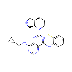 CSc1ccccc1Nc1nc(N2CCC[C@@H]3CNC[C@@H]32)nc2c(NCC3CC3)ncnc12 ZINC000084668867