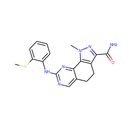 CSc1ccccc1Nc1ncc2c(n1)-c1c(c(C(N)=O)nn1C)CC2 ZINC000049113125