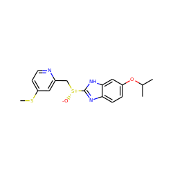 CSc1ccnc(C[S@@+]([O-])c2nc3ccc(OC(C)C)cc3[nH]2)c1 ZINC000001494444