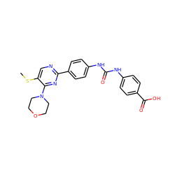 CSc1cnc(-c2ccc(NC(=O)Nc3ccc(C(=O)O)cc3)cc2)nc1N1CCOCC1 ZINC000205767454