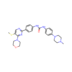 CSc1cnc(-c2ccc(NC(=O)Nc3ccc(N4CCN(C)CC4)cc3)cc2)nc1N1CCOCC1 ZINC000118176328