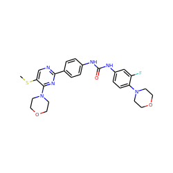 CSc1cnc(-c2ccc(NC(=O)Nc3ccc(N4CCOCC4)c(F)c3)cc2)nc1N1CCOCC1 ZINC000118174222