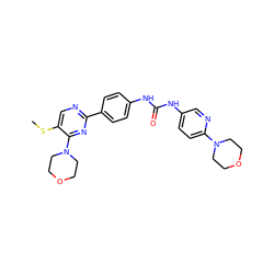 CSc1cnc(-c2ccc(NC(=O)Nc3ccc(N4CCOCC4)nc3)cc2)nc1N1CCOCC1 ZINC000205768077