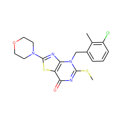 CSc1nc(=O)c2sc(N3CCOCC3)nc2n1Cc1cccc(Cl)c1C ZINC000084741855