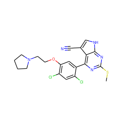 CSc1nc(-c2cc(OCCN3CCCC3)c(Cl)cc2Cl)c2c(C#N)c[nH]c2n1 ZINC000095573230