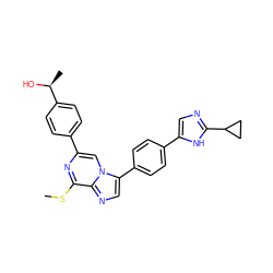 CSc1nc(-c2ccc([C@H](C)O)cc2)cn2c(-c3ccc(-c4cnc(C5CC5)[nH]4)cc3)cnc12 ZINC000118860683