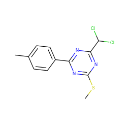 CSc1nc(-c2ccc(C)cc2)nc(C(Cl)Cl)n1 ZINC000003122203