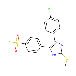 CSc1nc(-c2ccc(Cl)cc2)c(-c2ccc(S(C)(=O)=O)cc2)[nH]1 ZINC000095604494