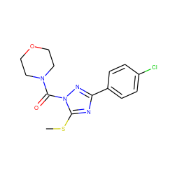 CSc1nc(-c2ccc(Cl)cc2)nn1C(=O)N1CCOCC1 ZINC000013533101