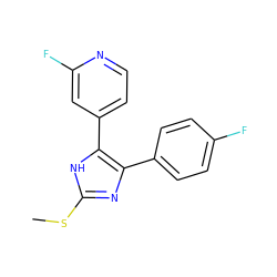 CSc1nc(-c2ccc(F)cc2)c(-c2ccnc(F)c2)[nH]1 ZINC000013524430