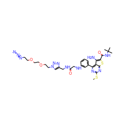 CSc1nc(-c2cccc(NCC(=O)NCc3cn(CCOCCOCCN=[N+]=[N-])nn3)c2)c2c(N)c(C(=O)NC(C)(C)C)sc2n1 ZINC000072123673