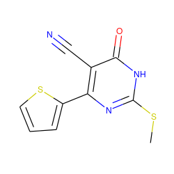 CSc1nc(-c2cccs2)c(C#N)c(=O)[nH]1 ZINC000015923500