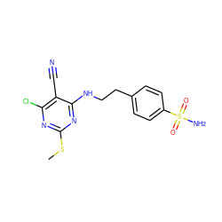 CSc1nc(Cl)c(C#N)c(NCCc2ccc(S(N)(=O)=O)cc2)n1 ZINC000064526465