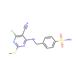 CSc1nc(Cl)c(C#N)c(NCc2ccc(S(N)(=O)=O)cc2)n1 ZINC000064527429