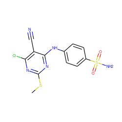 CSc1nc(Cl)c(C#N)c(Nc2ccc(S(N)(=O)=O)cc2)n1 ZINC000064526469