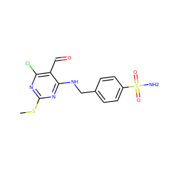 CSc1nc(Cl)c(C=O)c(NCc2ccc(S(N)(=O)=O)cc2)n1 ZINC000058649837