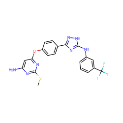 CSc1nc(N)cc(Oc2ccc(-c3n[nH]c(Nc4cccc(C(F)(F)F)c4)n3)cc2)n1 ZINC000068199950