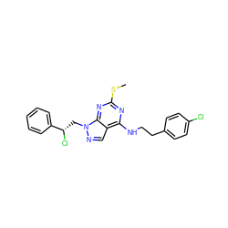 CSc1nc(NCCc2ccc(Cl)cc2)c2cnn(C[C@H](Cl)c3ccccc3)c2n1 ZINC000043120286