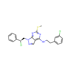 CSc1nc(NCCc2cccc(Cl)c2)c2cnn(C[C@@H](Cl)c3ccccc3)c2n1 ZINC000028862022