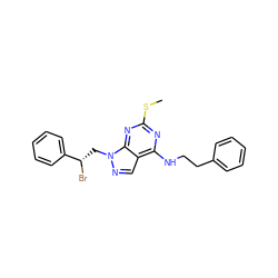 CSc1nc(NCCc2ccccc2)c2cnn(C[C@H](Br)c3ccccc3)c2n1 ZINC000040405559