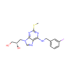 CSc1nc(NCc2cccc(I)c2)c2ncn(C[C@H](O)CO)c2n1 ZINC000095613077