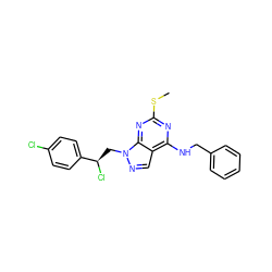 CSc1nc(NCc2ccccc2)c2cnn(C[C@@H](Cl)c3ccc(Cl)cc3)c2n1 ZINC000028862097