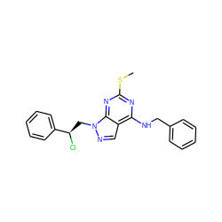 CSc1nc(NCc2ccccc2)c2cnn(C[C@@H](Cl)c3ccccc3)c2n1 ZINC000013589907