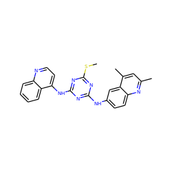 CSc1nc(Nc2ccc3nc(C)cc(C)c3c2)nc(Nc2ccnc3ccccc23)n1 ZINC000098081940