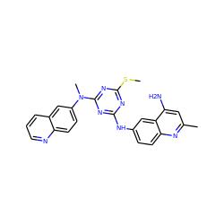 CSc1nc(Nc2ccc3nc(C)cc(N)c3c2)nc(N(C)c2ccc3ncccc3c2)n1 ZINC000098083766