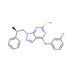 CSc1nc(Nc2cccc(Br)c2)c2cnn(C[C@H](C)c3ccccc3)c2n1 ZINC000072124989