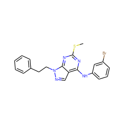 CSc1nc(Nc2cccc(Br)c2)c2cnn(CCc3ccccc3)c2n1 ZINC000299867885