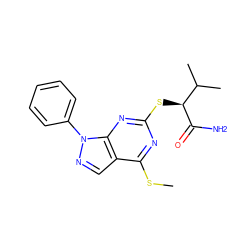 CSc1nc(S[C@H](C(N)=O)C(C)C)nc2c1cnn2-c1ccccc1 ZINC000013759702