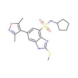 CSc1nc2c(S(=O)(=O)NC3CCCC3)cc(-c3c(C)noc3C)cc2[nH]1 ZINC000219545918