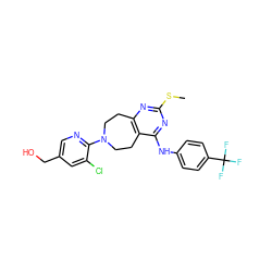 CSc1nc2c(c(Nc3ccc(C(F)(F)F)cc3)n1)CCN(c1ncc(CO)cc1Cl)CC2 ZINC000148072591