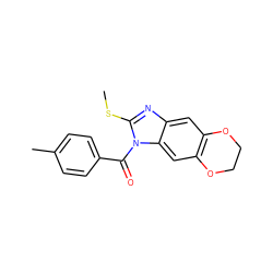 CSc1nc2cc3c(cc2n1C(=O)c1ccc(C)cc1)OCCO3 ZINC000004631850