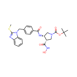 CSc1nc2ccccc2n1Cc1ccc(C(=O)N[C@@H]2CN(C(=O)OC(C)(C)C)C[C@@H]2C(=O)NO)cc1 ZINC000029038007