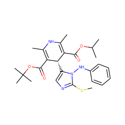 CSc1ncc([C@H]2C(C(=O)OC(C)C)=C(C)NC(C)=C2C(=O)OC(C)(C)C)n1Nc1ccccc1 ZINC000103218880